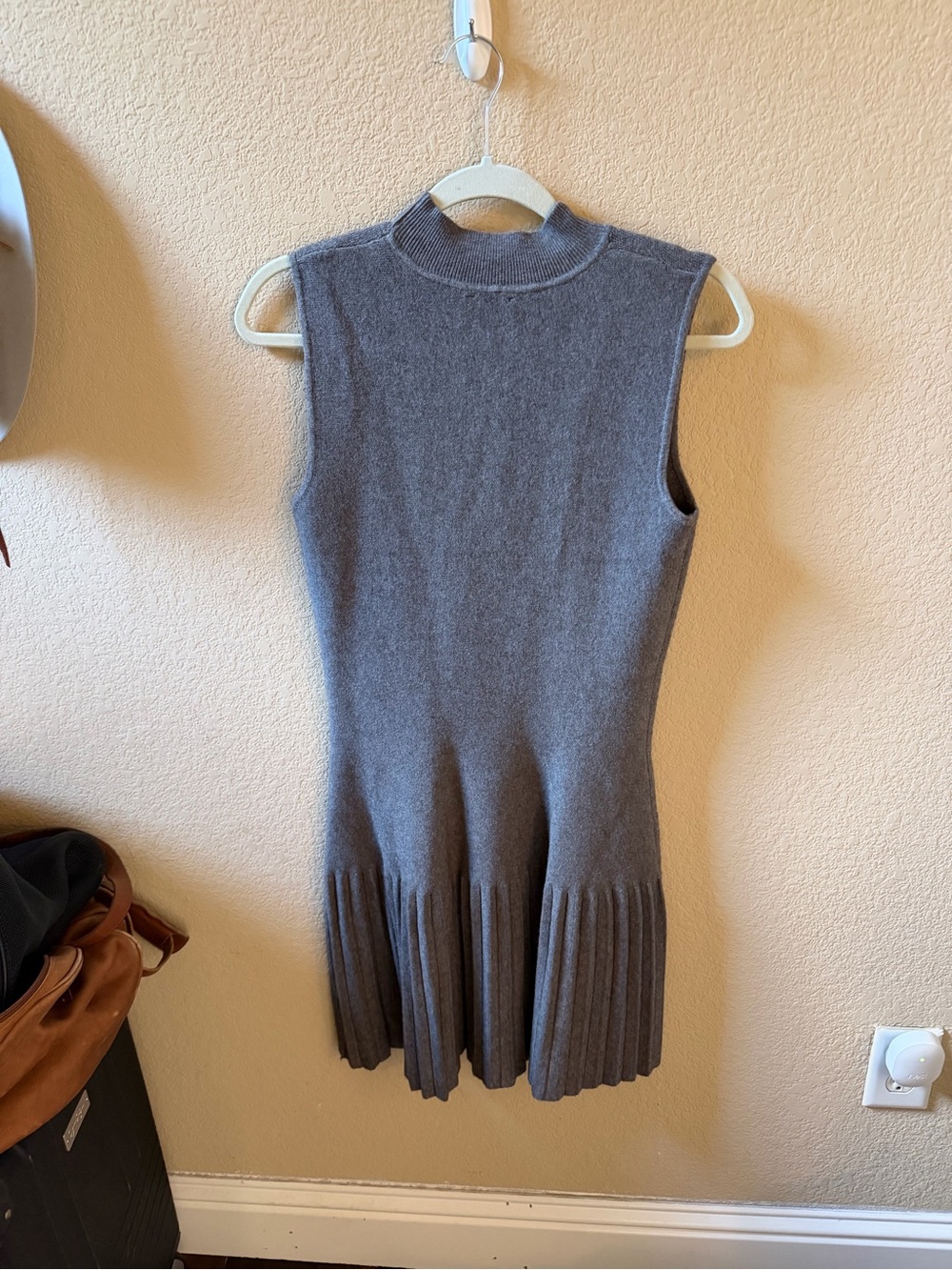 Lumiere Sleeveless Charcoal Pleated Knit Dress - NEVER WORN!